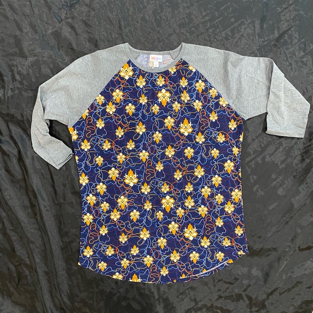 LuLaRoe Randy Navy and Gold Floral Design